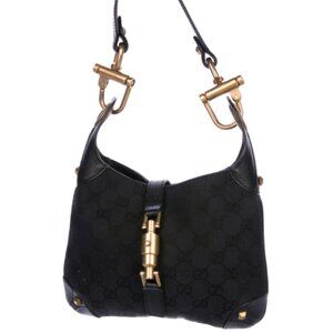Vintage Gucci GG Canvas Piston Jackie Bag - Black